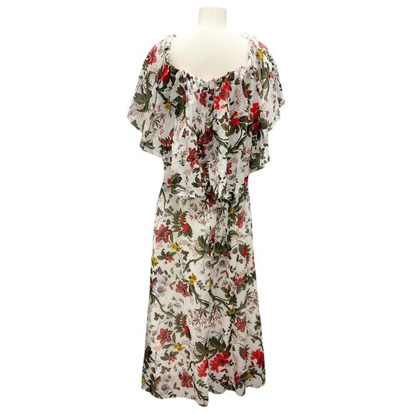 Erdem White / Red Algarve Floral-Print Ruffle Maxi Dress - Picture 3 of 5